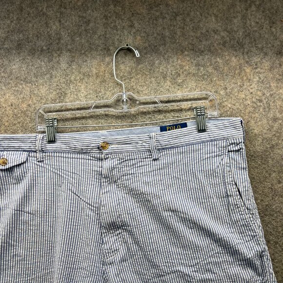 Polo Ralph Lauren Shorts Men 40 Blue Chino Flat Front Stretch Classic Seersucker - Picture 8 of 11